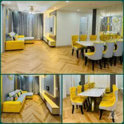 sàn nhựa hèm khóa lát sàn phòng khách, phòng ăn